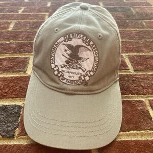 NRA ILA Second Amendment Second Century Beige Leather Strapback Hat Vintage